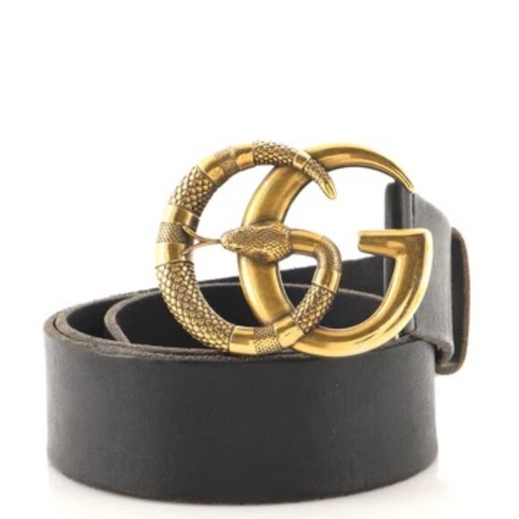 Gucci GG Marmont Snake Buckle Black Leather Belt Size 85 Men’s or Women’s main image 4